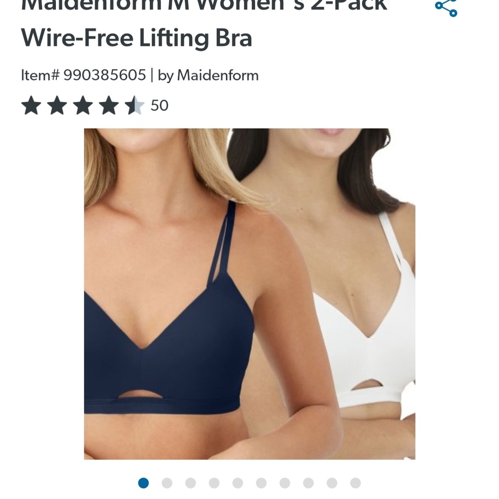 Maidenform Wire-Free Lifting Bra Set - Dark Blue and White